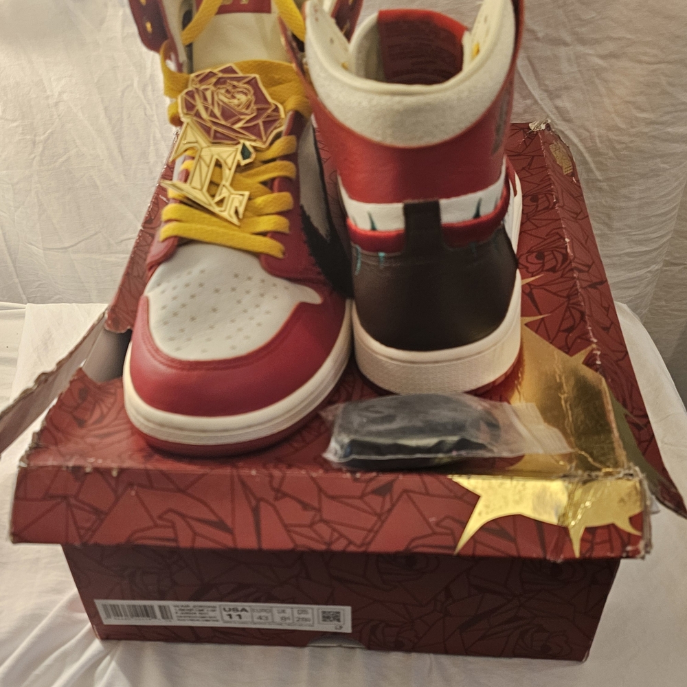Red and White High-Top Sneakers
